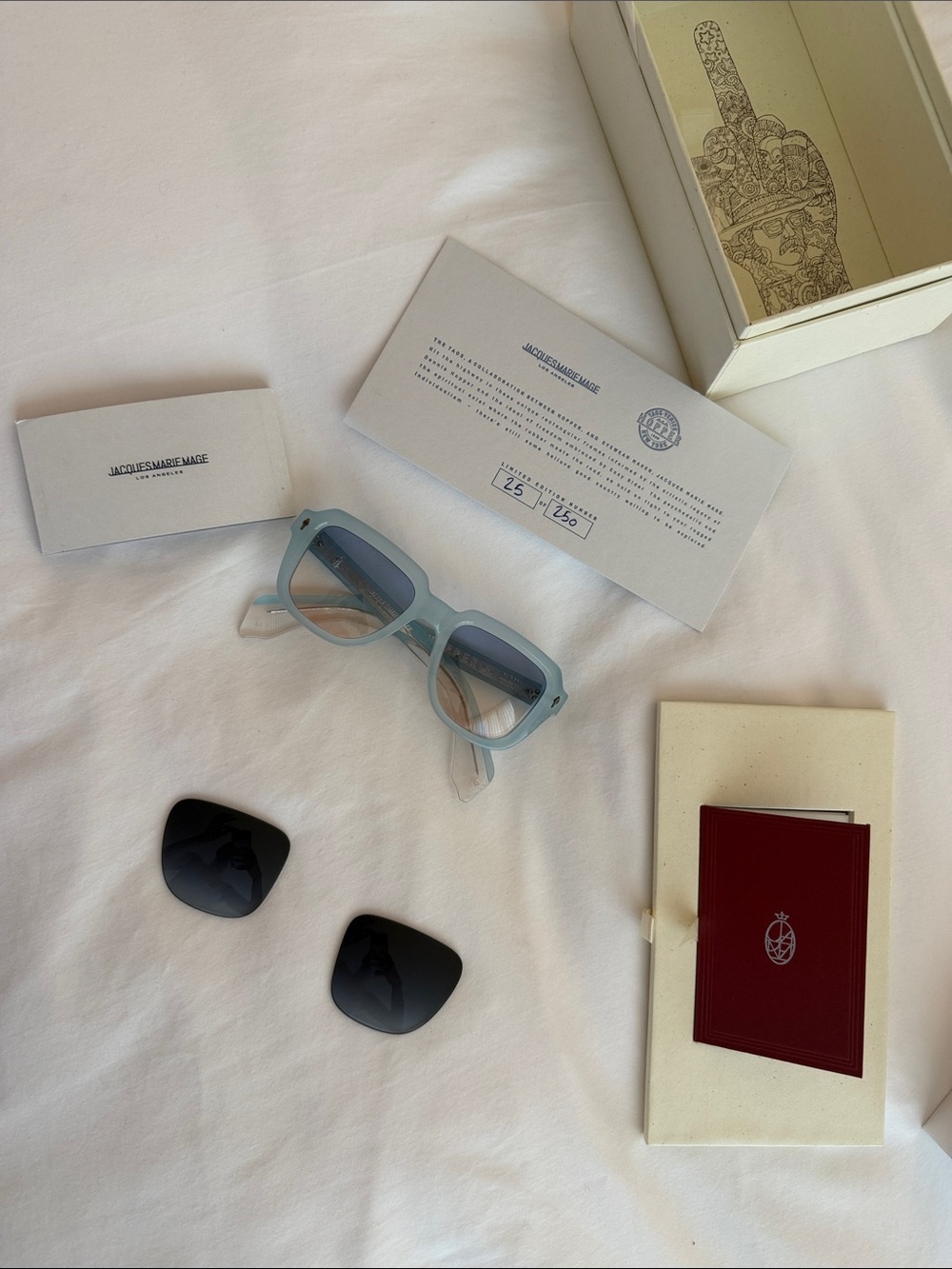 Jacques Marie Mage Taos square light blue sunglasses - Picture 5 of 7